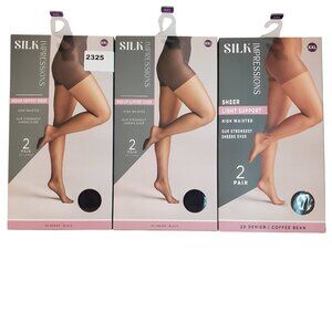 NEW 3 Packs of 2 Pair SZ XXL Silk Impressions Sheer Support Pantyhose